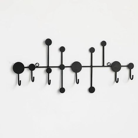 Crochet mural en fer forgé noir - Décoration murale élégante et porte-manteau (1/4)