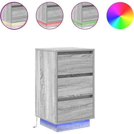 Maison Exclusive - Nachttisch mit LED-Leuchten Grau Sonoma 38x34x