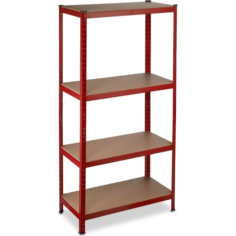 Estantería de almacenamiento para carga pesada 150 x 70 x 30 cm con 4 niveles regulables de acero rojo 130009725 (1/5)