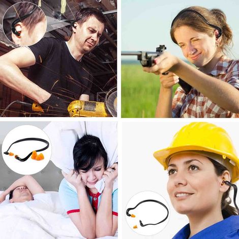 paires de bouchons d'oreille en silicone avec élastique - Bouchons d'oreille réutilisables pour le tir, la construction, le travail, la chasse et le stand de tir. Protection auditive et réduction du b (1/3)
