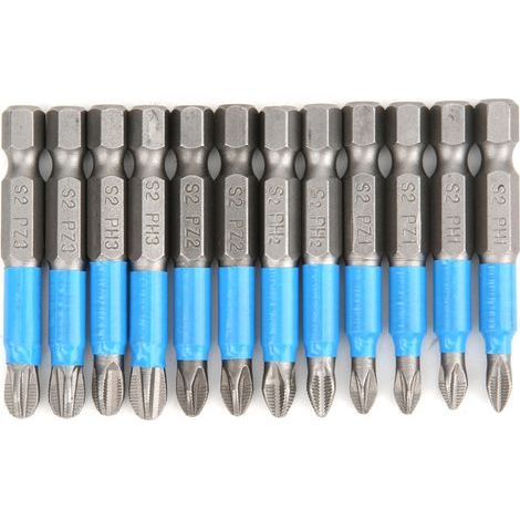 Set mit 12 rutschfesten magnetischen Kreuzschlitzschraubendreherbits, 50 mm, 1/4-Zoll-Sechskantschaft, aus S2-Legierungsstahl (1/5)