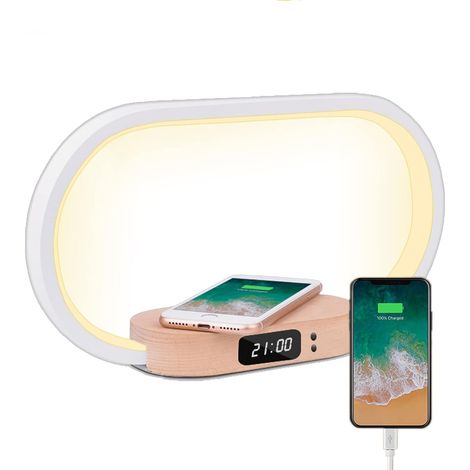 Bedside Lamp, Led Desk Lamp 10W Wireless Charging Lamp With Dimmable Touch Bedside Lamp Digital Clock Reading Light Usb Charging Color Changing Bedroom Decoration