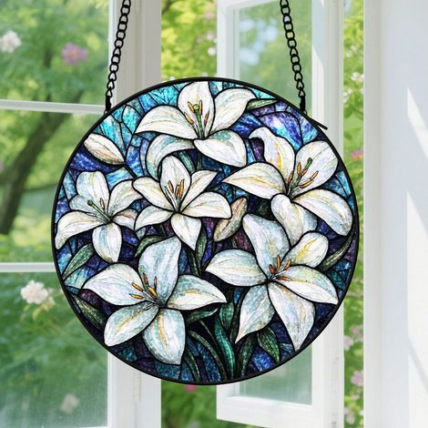 9cm Suspension en vitrail - Attrape-soleil élégant unique en verre, décoration intérieure colorée, cadeau Anniversaire pour femme, homme, sœur
