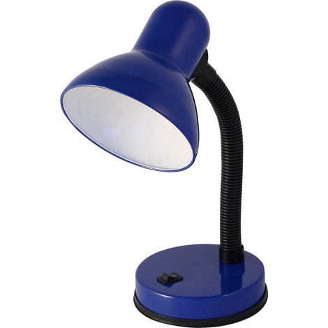 TL1201-U - Lampe de Chevet, Lampe de Bureau Compacte à Bras Orientable, Ampoule E27 et LED 40W non Incluse, Lampe de Table de Nuit, Lecture, Chambre Enfant en Métal, Câble et Interrupteur, Bleu (1/4)