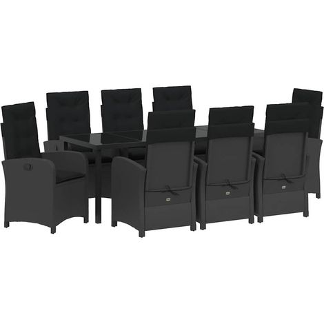 Maison Exclusive - Garten Essgruppe mit Kissen 9 pcs Schwarz Poly
