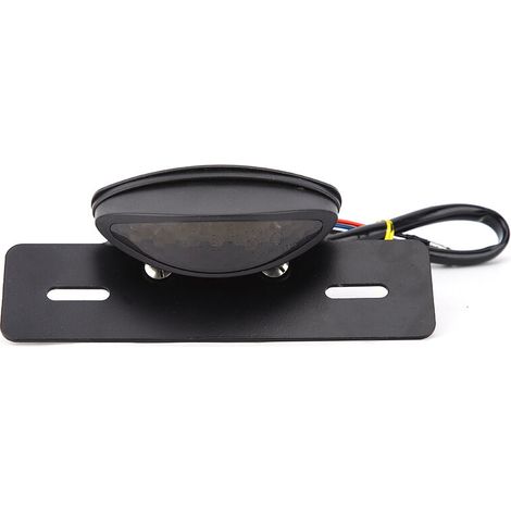 Fanale posteriore a LED universale retrò per moto, luce freno e indicatore targa (nero) -Crezuo