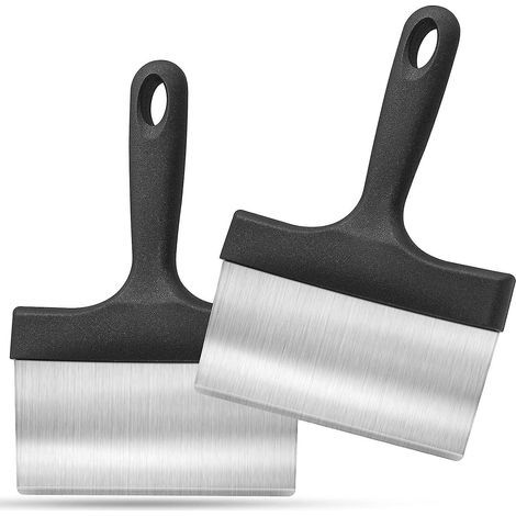 Grattoir à gril robuste en acier inoxydable avec poignée de 12,7 cm, outil de grattoir alimentaire robuste pour accessoires de gril Blackstone, barbe extérieure (1/5)