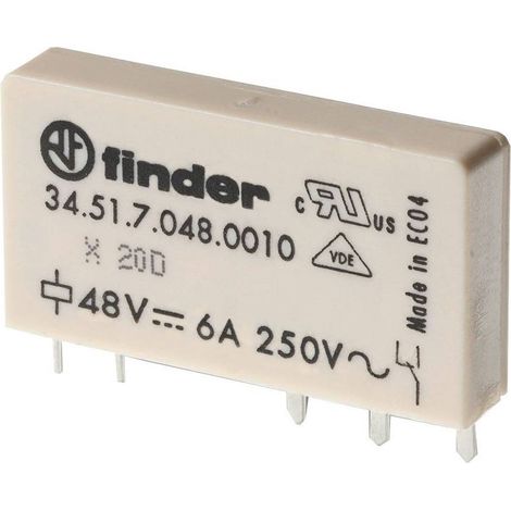 Finder 34.51.7.060.0010 Relè per PCB 60 V/DC 6 A 1 scambio 1 pz. (1/4)