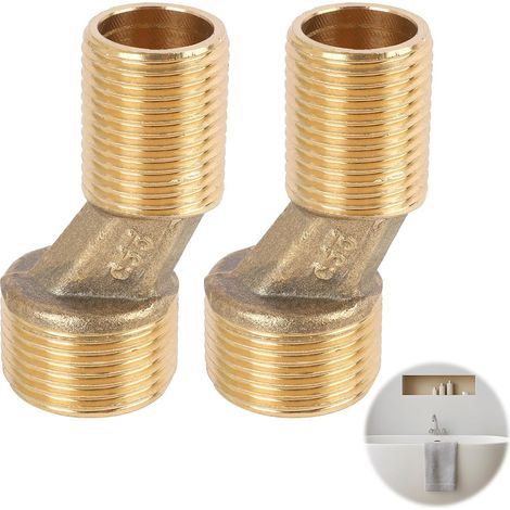 Set mit 2 S-Fittings für Wandarmaturen, kompatibel mit 3/4" x 1/2"-Anschlüssen, 12,5 mm Versatz, aus robustem Messing, ideal für Küchen- und Badezimmerinstallationen, einfache Montage (1/5)