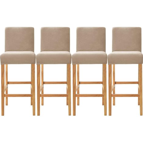 4 Pièces Housse De Chaise Extensible Velours Pour Tabouret De Bar Avec Dossier Bas Lavable Salon Cuisine (1/5)