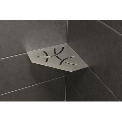 Schluter – Tablette murale de douche en aluminium finition structurée – Dimensions 195 x 195 mm – Coloris gris beige – Étagère moderne pour salle de bain