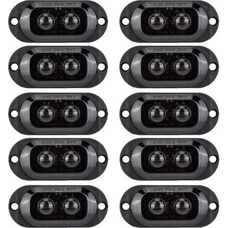 Lot de 10 Feux de Position Latéraux LED - Feux de Gabarit pour Remorque 12-24V Clignotants Latéraux pour Remorques Camions Camping-Cars Bus Voitures Universels Étanches 3000K (Ambre/Jaune) (1/5)