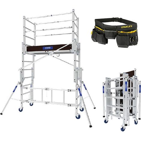 Echafaudage roulant pliant - Hauteur max. de travail 3.80m + Ceinture - 22407420/CEINTURE