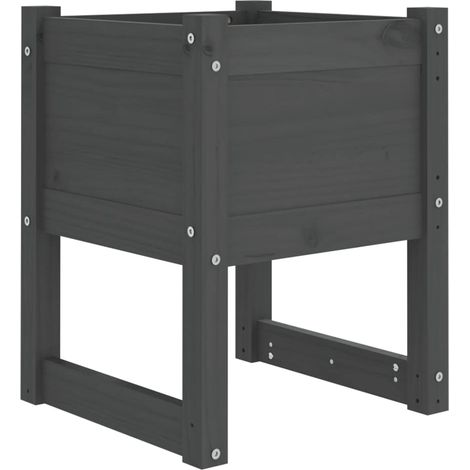Vassoio per fioriera aiuola rialzata piante fiori terrazza giardino 40 x 40 x 52,5 cm legno massello di pino grigio 020037575