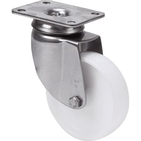 rueda giratora placa inox.10bhi60-bp plastico blanco eje liso (1/2)