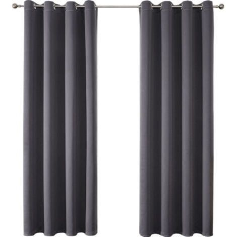 BARKBUSTERS  Rideau Occultant Lot de 2, 132 x 160 cm Doux et Esthétiques Rideaux Occultant pour Salon et Chambre Décoration Maison Lavable pour Chambre Salon, Gris Foncé (1/4)