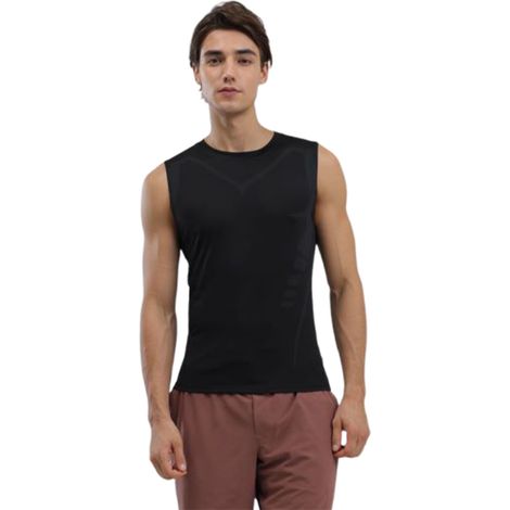 Débardeur homme à séchage rapide, sans manches, noir, idéal pour l'été et le printemps, parfait pour la salle de sport et le fitness (taille XL). (1/4)
