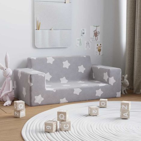 Canapé pour enfants à 2 places,Sofa pour Salon,Banquette Gris clair étoiles Peluche douce CFW394003 (1/5)