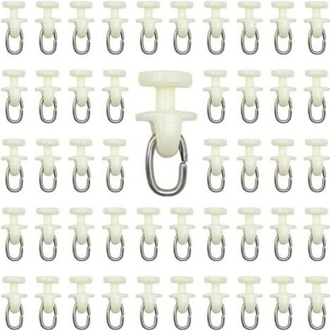 Rouleaux de Rail de Rideau-50 pièces Rail intérieur Crochet de Rideau Rail Glisseur Rail,Rideau Poulie à Rideaux en Plastique(Blanc) (1/5)