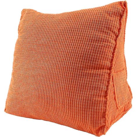 Coussin de lecture uni, oreiller triangulaire, coussin lombaire en velours côtelé épais (1/5)