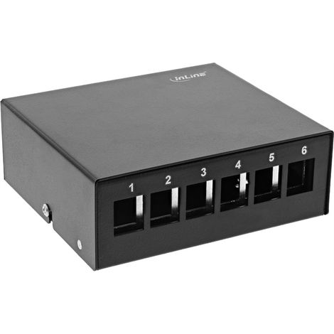 Scatola di consolidamento inline 6 moduli RJ45 metallo nero