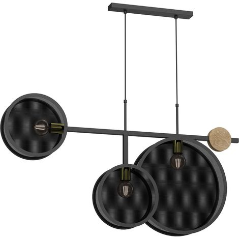 Suspension géométrique noir/bois 3xE27 Luminex Rumo