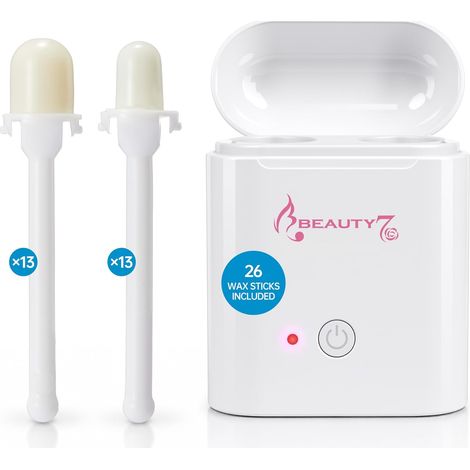 Nose and Ear Wax Kit, 26 Bâtons de Cire Préemballés avec 2 Tailles Prêtes à L'emploi avec Mini Chauffe Epilation du Nez et des Oreilles pour Hommes et Femmes, Epilation Sûre, Rapide et Sans Douleur (1/5)
