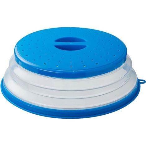 Collapsible microwave lid (26 cm) with hook for fruits, vegetables and food - Blue (1/5)