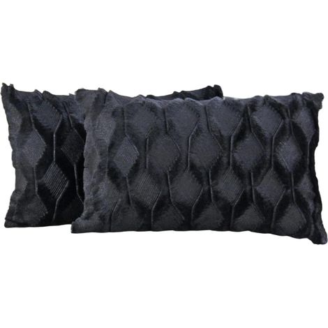 Lot de 2 Housses de coussin, Velours imitation fourrure, Fermeture éclair invisible, 45x45 cm, Pour salon et chambre (1/5)