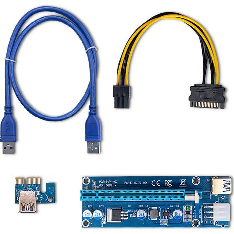 Qoltec Riser PCI-E 1x - 16x USB 3.0 ver. 009S SATA / PCI-E 6 pin (1/5)