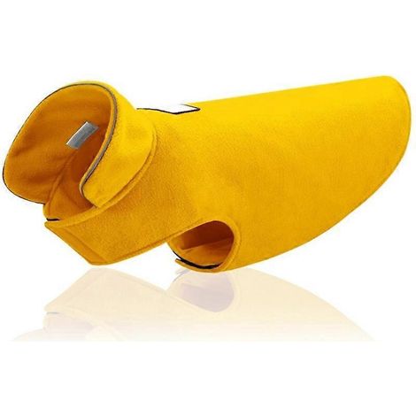 Manteau chien hiver polaire coupe-vent, combinaison neige pullover facile à enfiler, veste chiot jaune XL, tenue chaude pour chien.