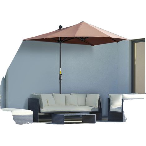 Parasol de jardin, poteau en acier, protection UV, Café (1/5)