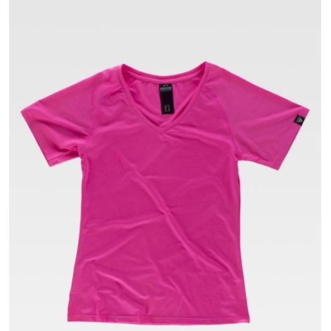 Camiseta mujer de manga ranglan corta de cuello a pico WORKTEAM S7525 Sport S Rosa Fluor