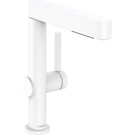 Hansgrohe Finoris - Waschtisch Einhebelmischer 230, mit Ablaufgarnitur Push-Open und ausziehbarer Brause, EcoSmart, weiß matt 76063700 (1/5)
