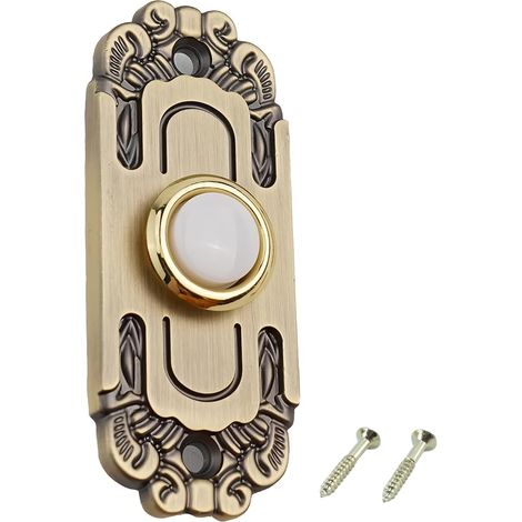 Bouton de sonnette en métal robuste - En laiton - Style vintage (1/5)