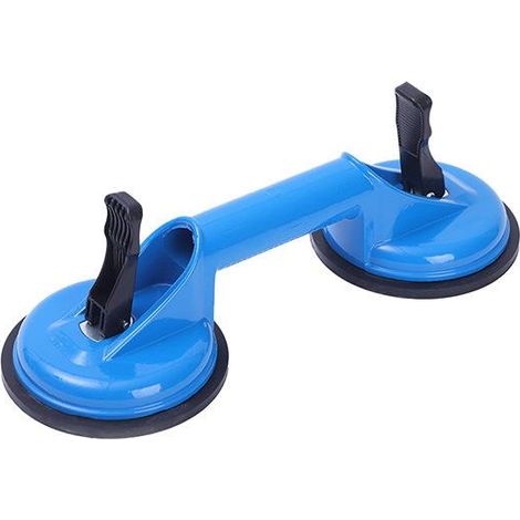 BEBUSINGOTO ventouse double lot de 2, transport de vitres, carreaux & plaques, capacité de charge 80 kg, Ø 12 cm, bleu (1/5)