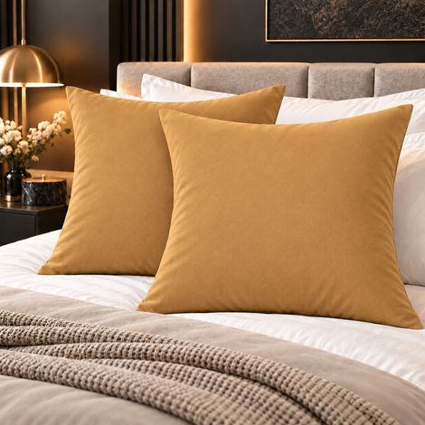 Lot de 2 taies d’oreiller Duo Protect 63 x 63 cm Coton 57 fils/cm² Imperméables Miel (1/3)
