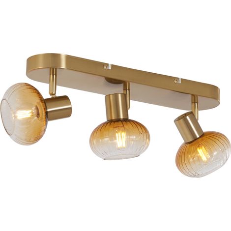 QAZQA teddy - Spot plafond, plafonnier - 3 lumière - L 49.5 cm - Doré - Moderne - éclairage intérieur - Salon I Chambre I Cuisine I Salle à manger