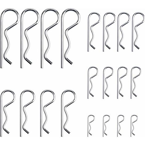 20 Stück R-Clips Sicherungsstifte, hochbelastbares, verzinktes Splint-Sortiment für Anhängerkupplungssysteme, M1,2–M3,5