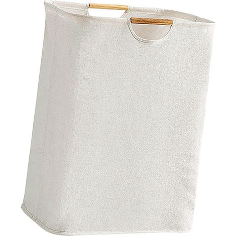 Grand panier à linge pliable et imperméable avec poignée en bois pour la maison et la salle de bain, taille S (40 cm). (1/5)