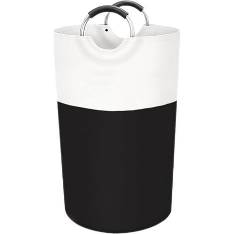 Panier à linge 90 L, panier à linge sur pied, pliable, tissu imperméable avec poignées en aluminium protégées par de la mousse, pour étudiants, dortoirs et familles (noir) (1/4)