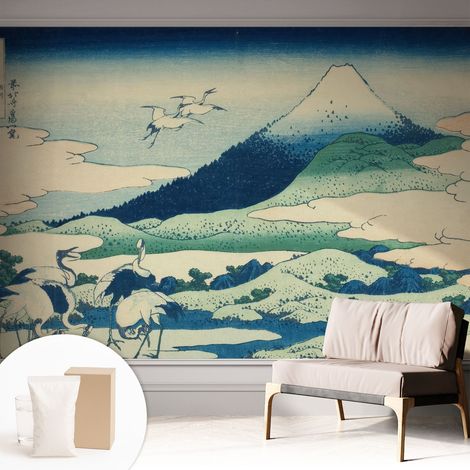 Papier peint intissé décoratif avec motifs pour salon et chambre a motif - Colle incluse gratuite Grues et montagnes 312x219 cm (1/5)