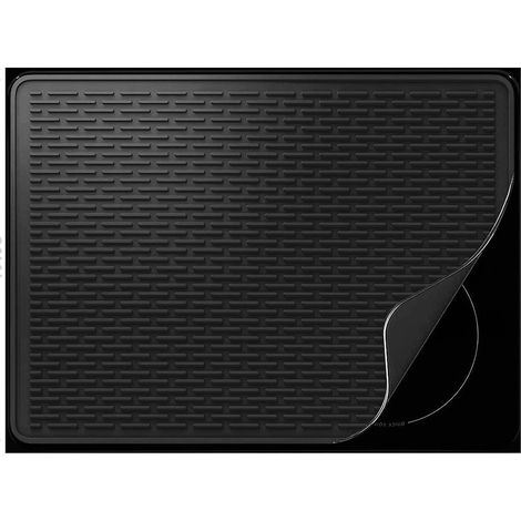 Tapis de protection pour cuisinière électrique - Tapis en silicone pour plaque de cuisson en verre, tapis de séchage pour la cuisine, protection pour four électrique (noir, 71 x 50 cm - 510 g - S) (1/4)