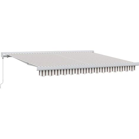 Store banne rétractable, gris clair et blanc, 500 x 300 cm (1/5)