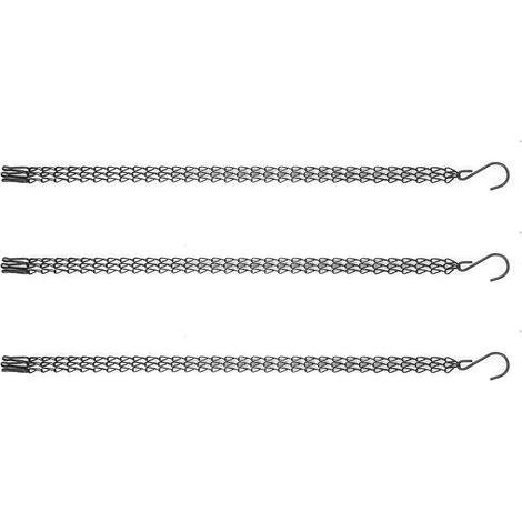 Lot de 3 chaînes suspension en fer pour pots fleurs, capacité charge 14 kg, crochet S noir, 58, 5 cm (1/5)