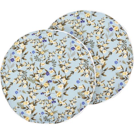 Gartenkissen 2er Set VALLORIA Blumenmuster 40 x 40 cm Hellblau