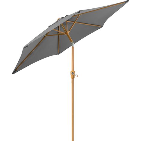 Steel Wood Effect Parasol 2.4m - Grey (1/5)