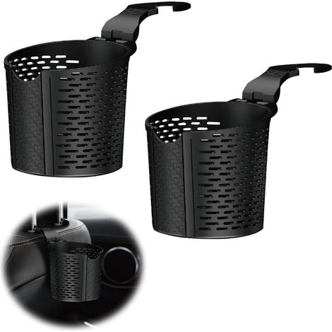 Portabicchieri per auto, portabottiglie e lattine, portabicchieri universale da appendere per bevande, thermos, caffè, bottiglie, mini cestini, diametro 8,5 cm (nero), 2 pezzi (1/5)
