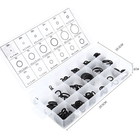 225-teiliges Sortiment an O-Ringen, Unterlegscheiben und Dichtungen aus Gummi für Autos (1/5)