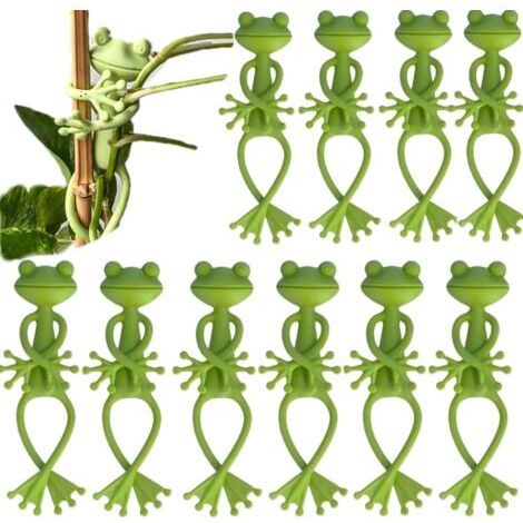Support pour plantes en forme de grenouille, mignon et facile à grimper, avec pinces, vert, pour plantes grimpantes à croissance verticale (10 pièces). (1/5)